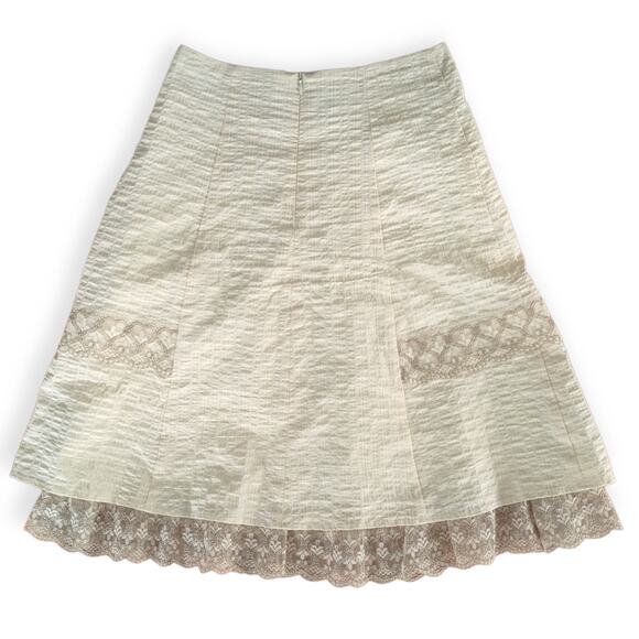 Delicate Cream & Beige Lace Trim A-Line Skirt - Picture 1 of 6